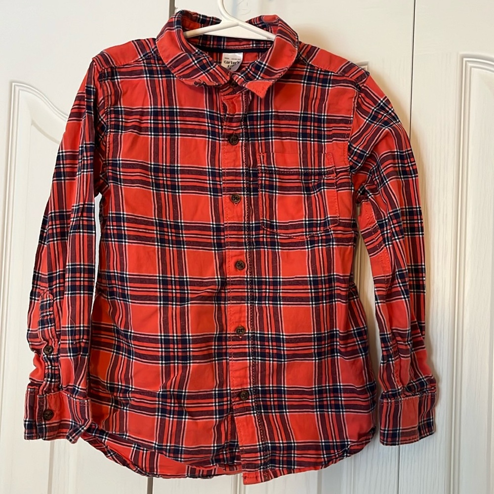 Salmon and Blue Button Up